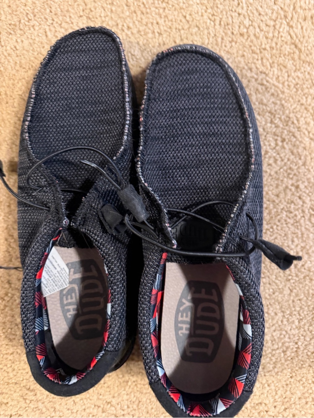 Hey Dude Black Woven Slip-On Loafers with Patterned Collar